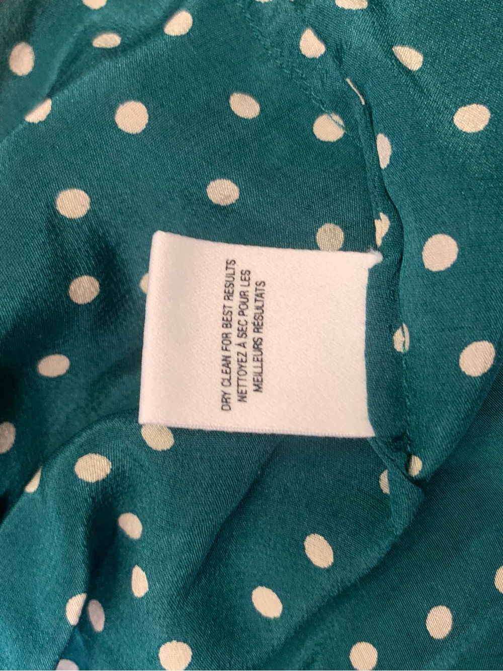 Anthropologie/ Maeve Teal 100% Silk Polka Dot Ruched Cowl Neck Blouse - Picture 6 of 10